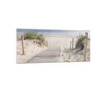 ARTTOR Cuadro Decorativo 100x40cm Moderno Panorámico Paisajes Marino - 4188 | Playa Duna Entrada Cuadro sobre Vidrio Arte mural Salón Dormitorio Cuadros de Pared Impresión en Cristal Glasprint ARTTOR