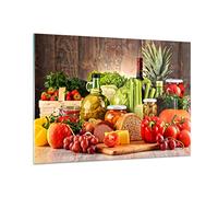 ARTTOR Cuadro Decorativo 100x70cm Moderno Horizontal Cocina - 3182 | Alimento Verduras Brócoli Cuadro sobre Vidrio Grande Arte mural Dormitorio Cuadros de Pared Impresión en Cristal ARTTOR