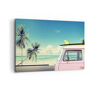 ARTTOR Cuadro Decorativo 100x70cm Moderno Horizontal Paisajes Marino - 2835 | Auto Junta Surf Cuadro sobre Lienzo Grande Arte mural Decoración del Hogar Salón Dormitorio Cocina Oficina Cuadros de Pared