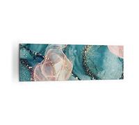 ARTTOR Cuadro Decorativo 160x50cm Moderno Panorámico Abstracto - 4817 | Líquido Dorado Rosa Cuadro sobre Lienzo Grande Arte mural Decoración del Hogar Salón Dormitorio Oficina Cuadros de Pared