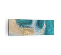 ARTTOR Cuadro Decorativo 160x50cm Moderno Panorámico Abstracto - 4969 | Turquesa Fondo Dorado Cuadro sobre Lienzo Grande Arte mural Decoración del Hogar Salón Dormitorio Oficina Cuadros de Pared