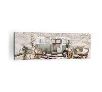 ARTTOR Cuadro Decorativo 160x50cm Moderno Panorámico Coches Pastel - 4542 | Camper Boho Muebles Cuadro sobre Lienzo Grande Arte mural Decoración del Hogar Salón Dormitorio Oficina Cuadros de Pared