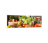 ARTTOR Cuadro Decorativo 160x50cm Moderno Panorámico Cocina - 3182 | Alimento Verduras Brócoli Cuadro sobre Vidrio Grande Arte mural Dormitorio Cuadros de Pared Impresión en Cristal ARTTOR