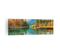 ARTTOR Cuadro Decorativo 160x50cm Moderno Panorámico Paisajes Bosque - 4456 | Paisaje montañas Amanecer Cuadro sobre Lienzo Grande Arte mural Decoración del Hogar Salón Dormitorio Cuadros de Pared
