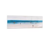 ARTTOR Cuadro Decorativo 160x50cm Moderno Panorámico Paisajes Marino - 6025 | Playa Gente Minimalismo Cuadro sobre Vidrio Grande Arte mural Dormitorio Cuadros de Pared Impresión en Cristal ARTTOR