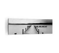 ARTTOR Cuadro Decorativo 160x50cm Panorámico Blanco y Negro Paisajes - 4865 | Puente Habitación Agua Cuadro sobre Lienzo Grande Arte mural Decoración del Hogar Salón Dormitorio Oficina Cuadros de Pared