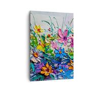 Lienzos decorativos 70x100cm Cuadro Sobre Lienzo Moderno Vertical Flores Los Colores Empasto Grande Dormitorio Cuadros Pared Imágenes Cuadros Decoracion Salon Wall Art Prints Decor PA70x100-4521
