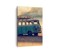 ARTTOR Cuadro Decorativo 70x100 cm Moderno Vertical Coches Viajes - 2927 | Clásico Furgoneta Playa Cuadro sobre Lienzo Grande Arte mural Decoración del Hogar Salón Dormitorio Cocina Cuadros de Pared