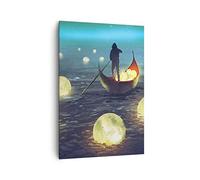 ARTTOR Cuadro Decorativo 70x100 cm Moderno Vertical Fantasy Personas - 4002 | Barco Agua Hada Cuadro sobre Lienzo Grande Arte mural Decoración del Hogar Salón Dormitorio Cocina Cuadros de Pared