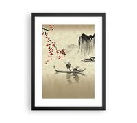 ARTTOR Cuadro Póster Marco Negro 30x40 cm Paisajes Personas - 5020 - P2B | Flor Guindas Japón Moderno Vertical Cuadros de Pared Decoración Cuadro Decorativo Salón Dormitorio Cocina Lámina ARTTOR