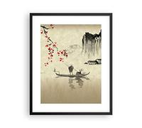 ARTTOR Cuadro Póster Marco Negro 40x50 cm Paisajes Personas - 5020 - P2B | Flor Guindas Japón Moderno Vertical Cuadros de Pared Decoración Cuadro Decorativo Salón Dormitorio Cocina Lámina ARTTOR