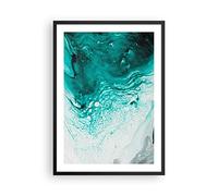 ARTTOR Cuadro Póster Marco Negro 50x70 cm Abstracto Marino - 4572 - P2B | Turquesa Líquido Abstracción Moderno Vertical Cuadros de Pared Decoración Cuadro Decorativo Salón Dormitorio Lámina ARTTOR