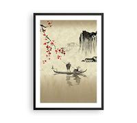 ARTTOR Cuadro Póster Marco Negro 50x70 cm Paisajes Personas - 5020 - P2B | Flor Guindas Japón Moderno Vertical Cuadros de Pared Decoración Cuadro Decorativo Salón Dormitorio Cocina Lámina ARTTOR