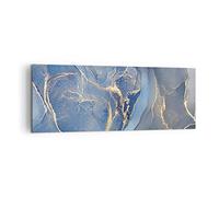 ARTTOR Cuadro sobre Lienzo 140x50cm Moderno Panorámico Abstracto - 5029 | Oro Pintar Azul Cuadro Decorativo Grande Arte mural Decoración del Hogar Salón Dormitorio Cocina Oficina Cuadros de Pared