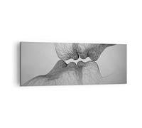 Lienzos decorativos Beso Amor Pareja Cuadro Sobre Lienzo Moderno 140x50cm Cuadros Decoracion Salon Dormitorio Cocina Cuadros Pared Imágenes Grande XXL Wall Art Prints Decor Canvas AB140x50-4967