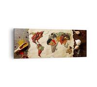 ARTTOR Cuadro sobre Lienzo 140x50cm Panorámico Cocina Mapa del Mundo - 2832