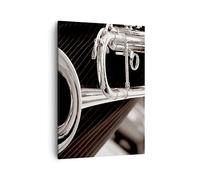ARTTOR Cuadro sobre Lienzo 50x70 cm Moderno Vertical Música Vintage - 1553 | Orquesta Trompeta Instrumento Cuadro Decorativo Arte mural Decoración del Hogar Salón Dormitorio Cocina Cuadros de Pared