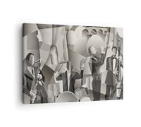 ARTTOR Cuadro sobre Lienzo 70x50cm Horizontal Blanco y Negro Cultura - 4119 | Jazz Música Músico Cuadro Decorativo Arte mural Decoración del Hogar Salón Dormitorio Cocina Oficina Cuadros de Pared Estilo