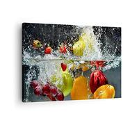 ARTTOR Cuadro sobre Lienzo 70x50cm Moderno Horizontal Cocina - 2972 | Fruta Agua Chapoteo Cuadro Decorativo Arte mural Decoración del Hogar Salón Dormitorio Cocina Oficina Cuadros de Pared Estilo