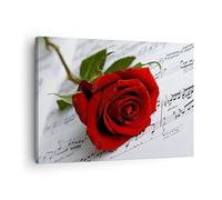 ARTTOR Cuadro sobre Lienzo 70x50cm Moderno Horizontal Flores Música - 1312