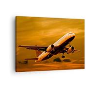 ARTTOR Cuadro sobre Lienzo 70x50cm Moderno Horizontal Viajes Aviones - 0368 | Pasajero Avión Alas Cuadro Decorativo Arte mural Decoración del Hogar Salón Dormitorio Cocina Oficina Cuadros de Pared Estilo