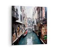 ARTTOR Cuadros Decoracion Salon Barco puente turismo venecia Lienzos decorativos 50x50cm Cuadro Sobre Lienzo Moderno Dormitorio Cocina Cuadros Pared Imágenes Wall Art Prints Decor Canvas AC50x50-2157
