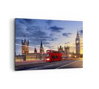 ARTTOR Cuadros Decoracion Salon Londres bus Lienzos decorativos 120x80cm Cuadro Sobre Lienzo Moderno Dormitorio Cocina Cuadros Pared Imágenes Wall Art Prints Decor Canvas Grande XXL AA120x80-3592