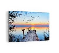 ARTTOR Cuadros Decoracion Salon puente lago Lienzos decorativos 120x80cm Cuadro Sobre Lienzo Moderno Dormitorio Cocina Cuadros Pared Imágenes Wall Art Prints Decor Canvas Grande XXL AA120x80-3818