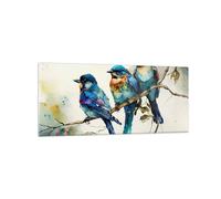 ARTTOR Decoracion Salon Aves Naturaleza Acuarela Vidrios decorativos 120x50cm Cuadro Sobre Vidrio Moderno Cocina Cuadros Pared Impresiones Impresión en Cristal Wall Art Prints Grande GAB120x50-5675