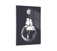 ARTTOR Decoracion Salon Cosmos Astronautas Amar Vidrios decorativos 80x120cm Cuadro Sobre Vidrio Moderno Cocina Cuadros Pared Impresiones Impresión en Cristal Wall Art Prints Grande GPA80x120-6057