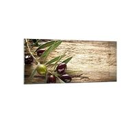 ARTTOR Decoracion Salon Oliva italia aroma dieta Vidrios decorativos 120x50cm Cuadro Sobre Vidrio Moderno Cocina Cuadros Pared Impresiones Impresión en Cristal Wall Art Prints Grande GAB120x50-2420