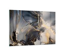 ARTTOR Decoracion Salon Oscuro Abstracción Oro Vidrios decorativos 120x80cm Cuadro Sobre Vidrio Moderno Cocina Cuadros Pared Impresiones Impresión en Cristal Wall Art Prints Grande XXL GAA120x80-4824