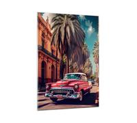 ARTTOR Decoracion Salon Retro Auto Palmera Vidrios decorativos 50x70cm Cuadro Sobre Vidrio Moderno Dormitorio Cocina Cuadros Pared Impresiones Impresión en Cristal Wall Art Prints Decor GPA50x70-6173
