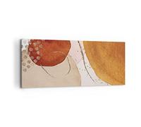 ARTTOR Lienzo Decorativo 120x50cm Moderno Panorámico Abstracto - 4696 | Naranja Tinciones Abstracción Cuadro sobre Lienzo Grande Arte mural Decoración del Hogar Salón Dormitorio Cuadros de Pared