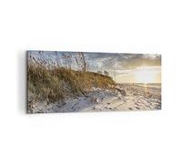 ARTTOR Lienzo Decorativo 120x50cm Moderno Panorámico Paisajes Marino - 4781 | Arena Césped Mar Cuadro sobre Lienzo Grande Arte mural Decoración del Hogar Salón Dormitorio Cocina Oficina Cuadros de Pared