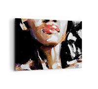 ARTTOR Lienzo Decorativo 120x80cm Moderno Horizontal África Personas - 4724 | Aceite Boca Mujer Cuadro sobre Lienzo Grande Arte mural Decoración del Hogar Salón Dormitorio Cocina Oficina Cuadros de Pared