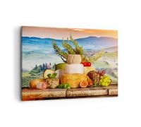 ARTTOR Lienzo Decorativo 120x80cm Moderno Horizontal Cocina - 2902 | Toscana Queso Fruta Cuadro sobre Lienzo Grande Arte mural Decoración del Hogar Salón Dormitorio Oficina Cuadros de Pared