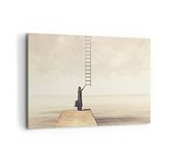 ARTTOR Lienzo Decorativo 120x80cm Moderno Horizontal Personas - 4339 | Símbolo Mujer Escalera Cuadro sobre Lienzo Grande Arte mural Decoración del Hogar Salón Dormitorio Oficina Cuadros de Pared
