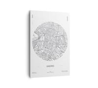 ARTTOR Lienzo Decorativo 80x120 cm Moderno Vertical Blanco y Negro Mapa del Mundo - 5434