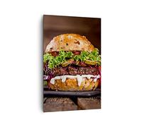 ARTTOR Lienzo Decorativo 80x120 cm Moderno Vertical Cocina - 2869 | Americano Hamburguesa Alimento Cuadro sobre Lienzo Grande Arte mural Decoración del Hogar Salón Dormitorio Cocina