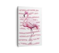 ARTTOR Lienzo Decorativo 80x120 cm Moderno Vertical Infantil Pastel - 3938 | Flamenco Pájaro Agua Cuadro sobre Lienzo Grande Arte mural Decoración del Hogar Salón Dormitorio Cocina Cuadros de Pared