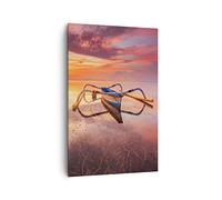ARTTOR Lienzo Decorativo 80x120 cm Moderno Vertical Paisajes Marino - 4433 | Barco Oeste Sol Cuadro sobre Lienzo Grande Arte mural Decoración del Hogar Salón Dormitorio Cocina Cuadros de Pared