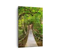 ARTTOR Lienzo Decorativo 80x120 cm Moderno Vertical Paisajes Puentes - 2678 | Puente peatonal Bosque Aventura Cuadro sobre Lienzo Grande Arte mural Decoración del Hogar Salón Dormitorio Cocina