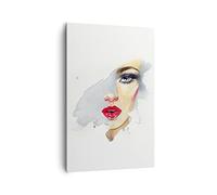 ARTTOR Lienzo Decorativo 80x120 cm Moderno Vertical Personas Moda - 4891 | Acuarela Mujer Boca Cuadro sobre Lienzo Grande Arte mural Decoración del Hogar Salón Dormitorio Cocina Cuadros de Pared