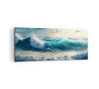 ARTTOR Lienzos decorativos 100x40cm Cuadro Sobre Lienzo Moderno Mar Ondas Playa Grande Dormitorio Cocina Cuadros Pared Imágenes Cuadros Decoracion Salon Wall Art Prints Decor Canvas AB100x40-5780