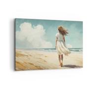 ARTTOR Lienzos decorativos 100x70cm Cuadro Sobre Lienzo Moderno Chica Playa Caminar Grande Dormitorio Cocina Cuadros Pared Imágenes Cuadros Decoracion Salon Wall Art Prints Decor Canvas AA100x70-6014
