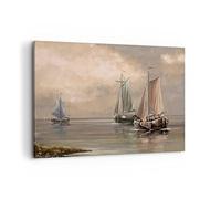 ARTTOR Lienzos decorativos 100x70cm Cuadro Sobre Lienzo Moderno mar barco pescador Grande Dormitorio Cocina Cuadros Pared Imágenes Cuadros Decoracion Salon Wall Art Prints Decor Canvas AA100x70-3514
