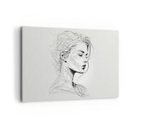 ARTTOR Lienzos decorativos 100x70cm Cuadro Sobre Lienzo Moderno Mujer Retrato Línea Grande Dormitorio Cocina Cuadros Pared Imágenes Cuadros Decoracion Salon Wall Art Prints Decor Canvas AA100x70-6015