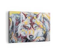 ARTTOR Lienzos decorativos 100x70cm Cuadro Sobre Lienzo Moderno Óleo Lobo Perro Grande Dormitorio Cocina Cuadros Pared Imágenes Cuadros Decoracion Salon Wall Art Prints Decor Canvas AA100x70-4673