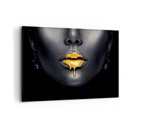 ARTTOR Lienzos decorativos 100x70cm Cuadro Sobre Lienzo Moderno Oro Boca Negro Grande Dormitorio Cocina Cuadros Pared Imágenes Cuadros Decoracion Salon Wall Art Prints Decor Canvas AA100x70-4460